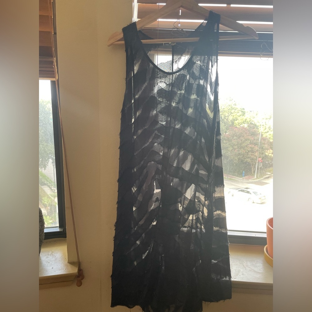 Iro black see through pattern shirt dress/tunic